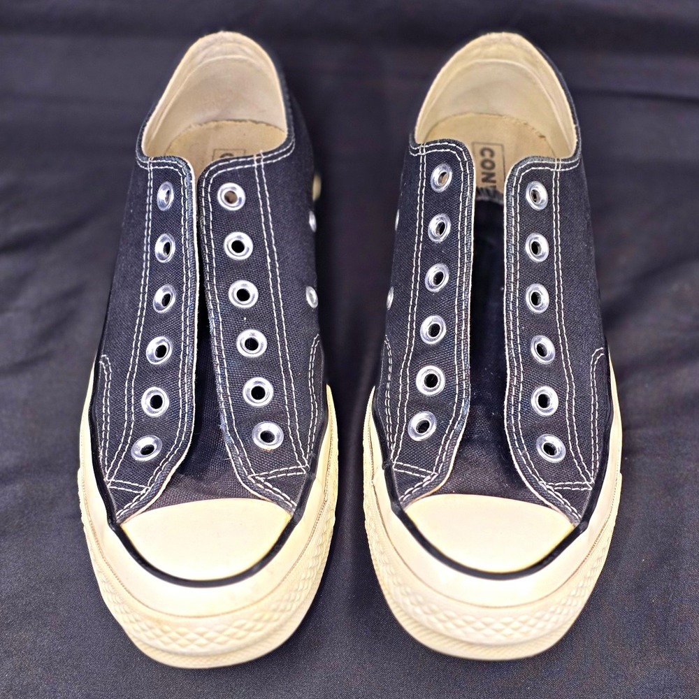 Converse Chuck 70 Black Canvas Low-Top Shoes Women's 8.5 Men's 5.5 No Laces